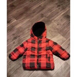 Swiss Tech Red Black Checkered Hooded  Waterproof Coat Baby Sz 18mth